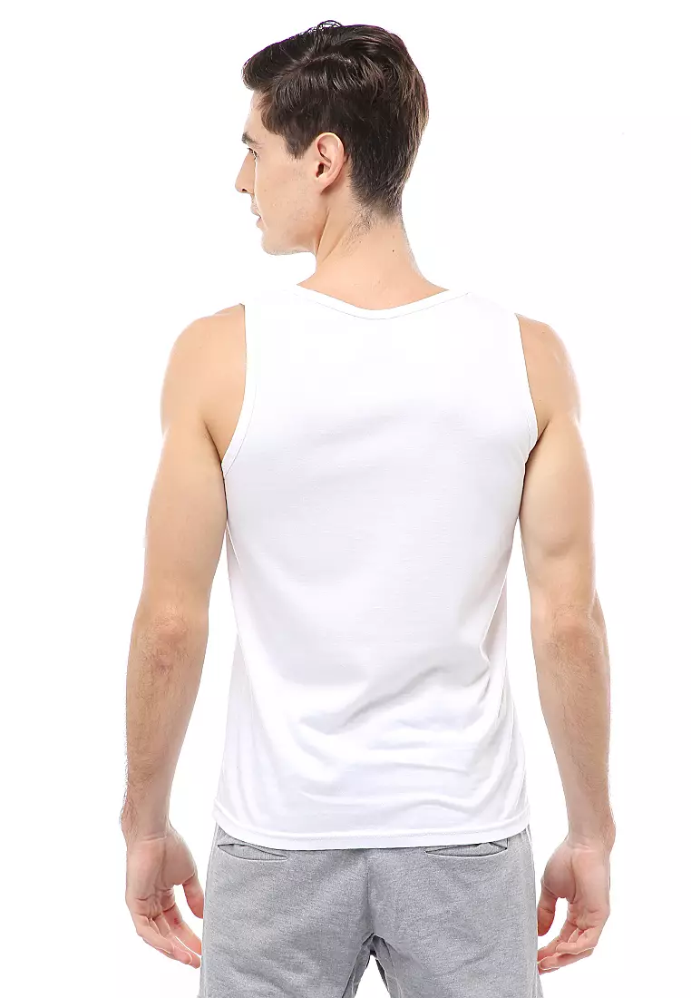 Agies Pakaian Dalam Pria Tank Top Singlet Guitar Motive Material Cotton ORIGINAL - White