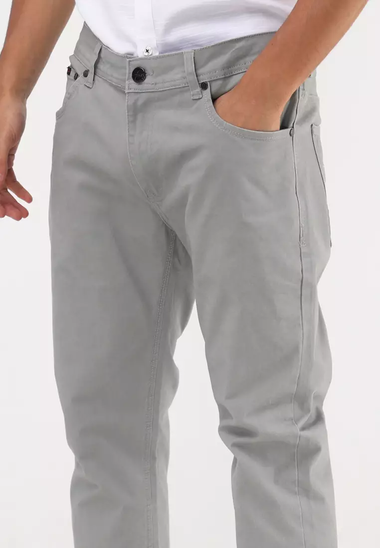 Colored Long Pants Slim Tapered Stretch