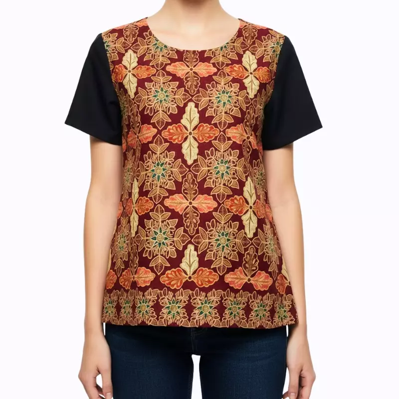 Blouse Batik Wanita - Bhatara Batik Dianne - Atasan Batik Modern Lengan Pendek