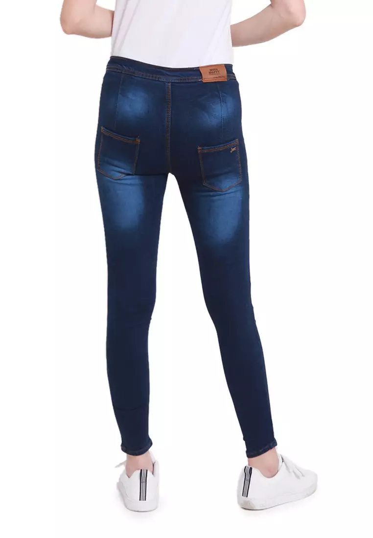 Celana High Waist Skinny Jeans Bawahan Wanita Premium Quality - Navy