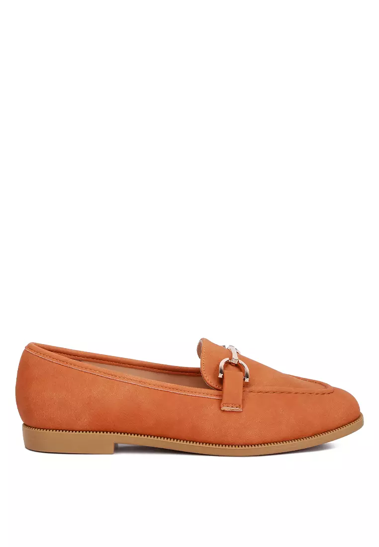 Horsebit Detail Flat Loafers in Tan