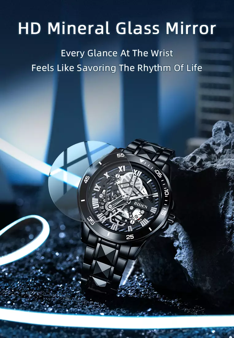 Jam Tangan Pria Original Kalendar Anti Air Tali Stainless Steel Jam Tangan Cowok allblack