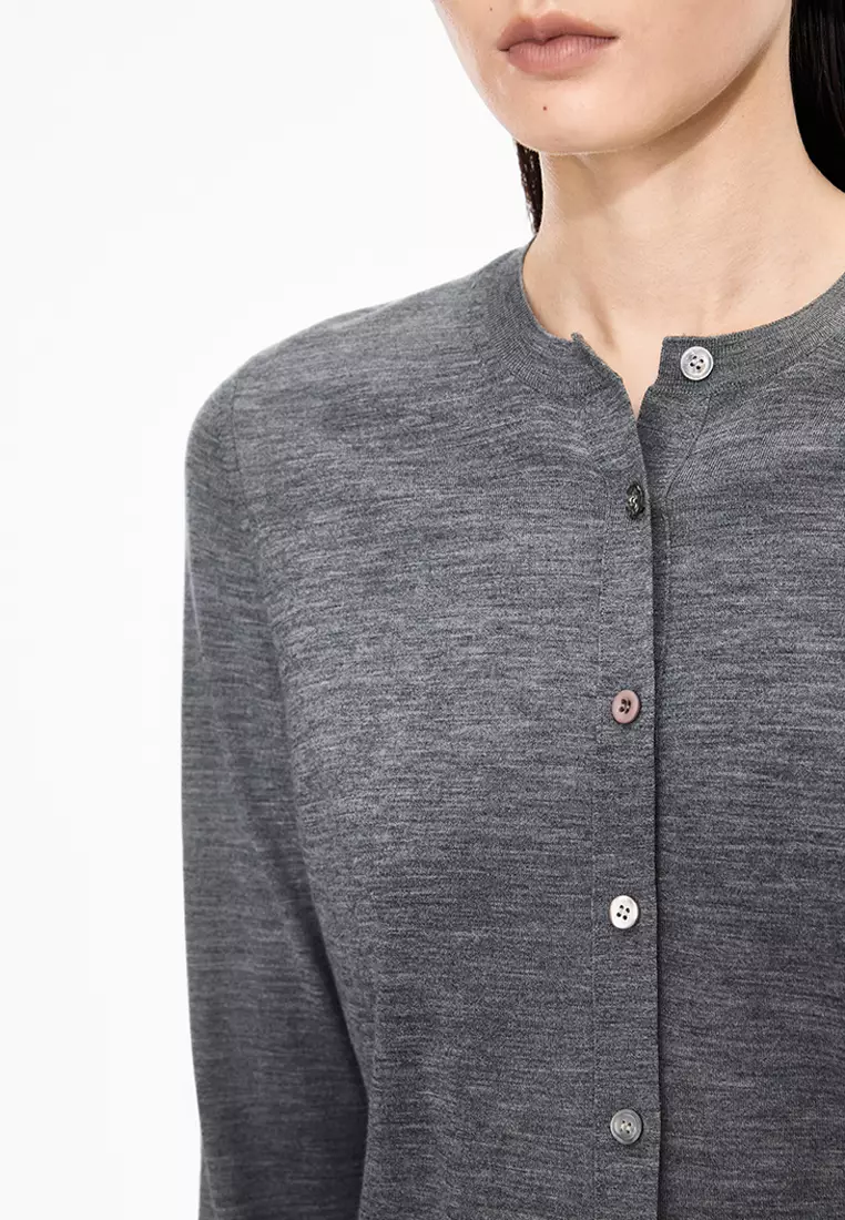 巴素兰羊毛修身短款开襟针织衫