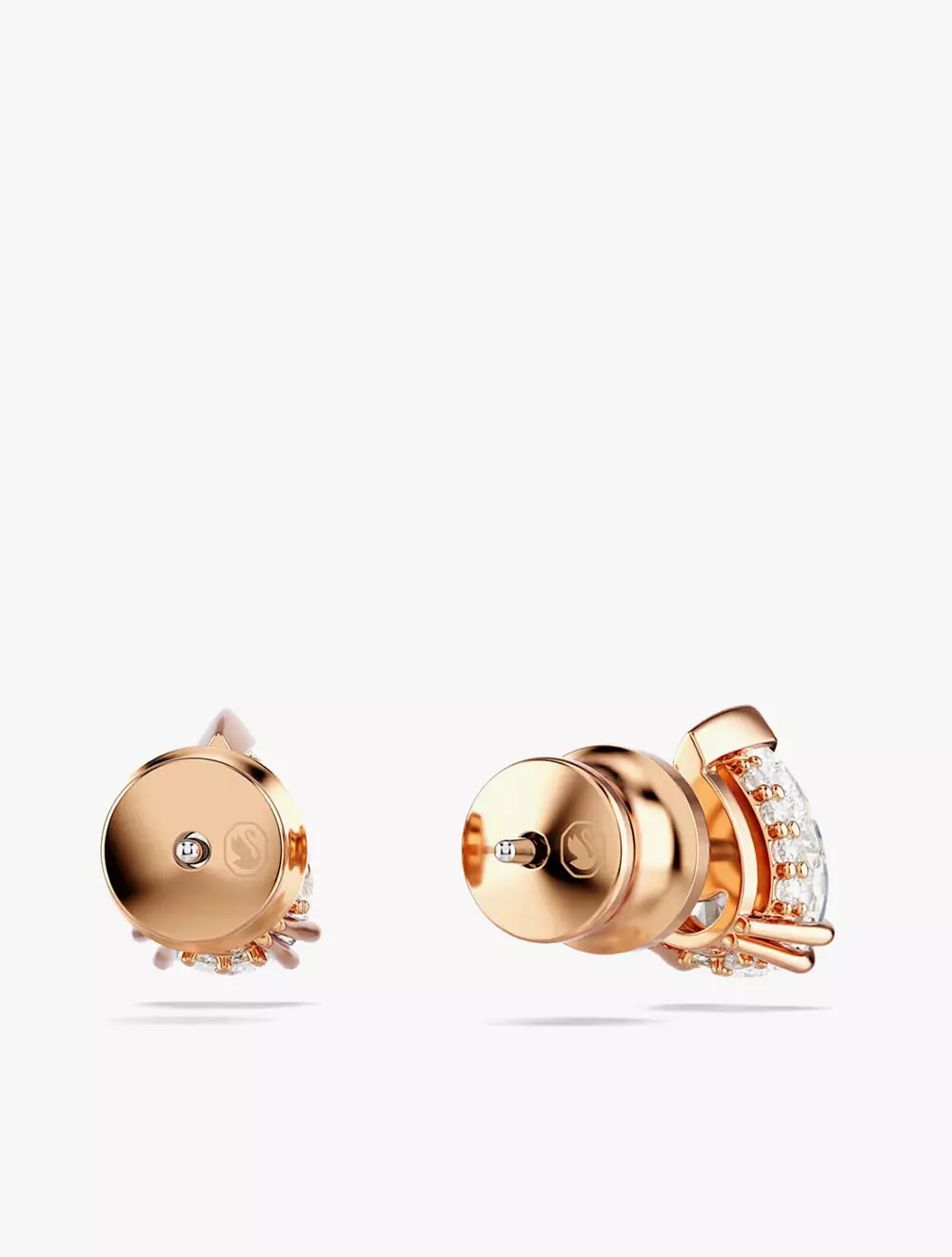 Stilla stud earrings, Pear cut, White, Rose gold-tone plated