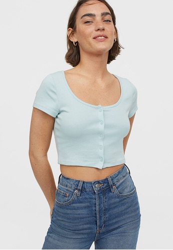 h&m short jersey top