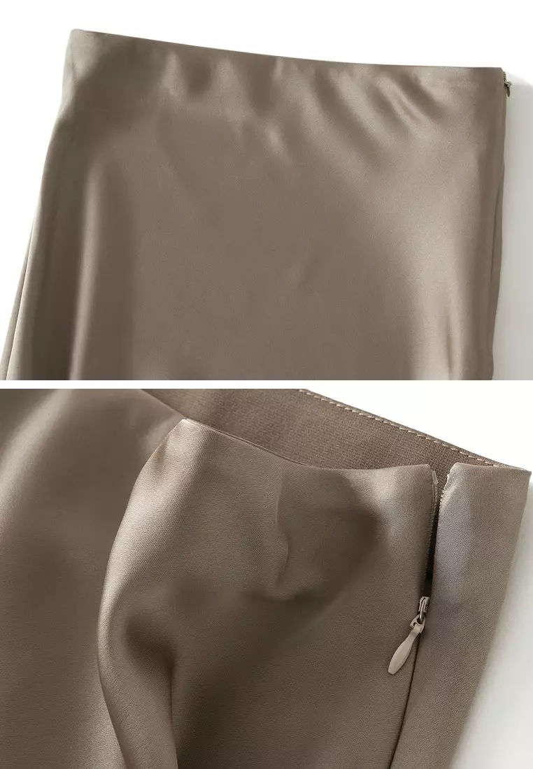 Draped Satin Fishtail Skirt‌ AF9902