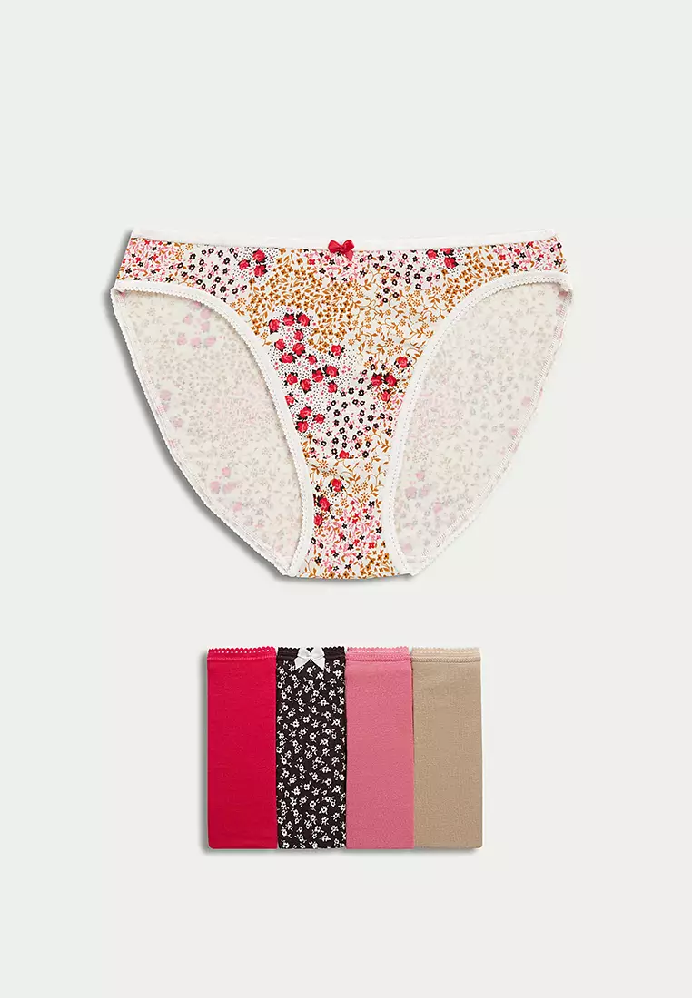 5pk Cotton Lycra™ High Leg Knickers