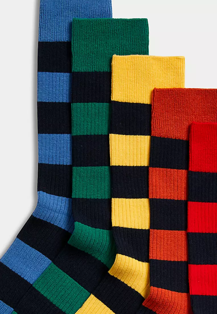 5pk Cool & Fresh™ Striped Cotton Rich Socks