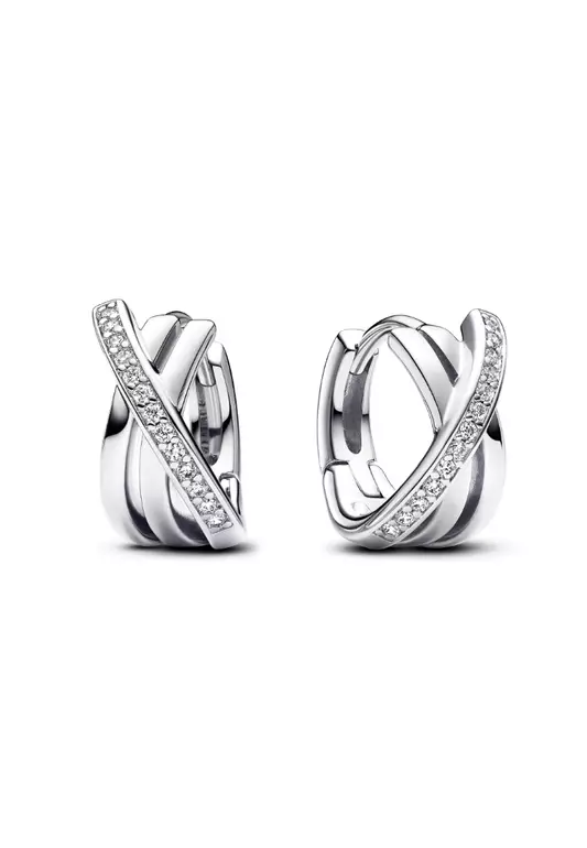 Crossover Pavé Hoop Earrings