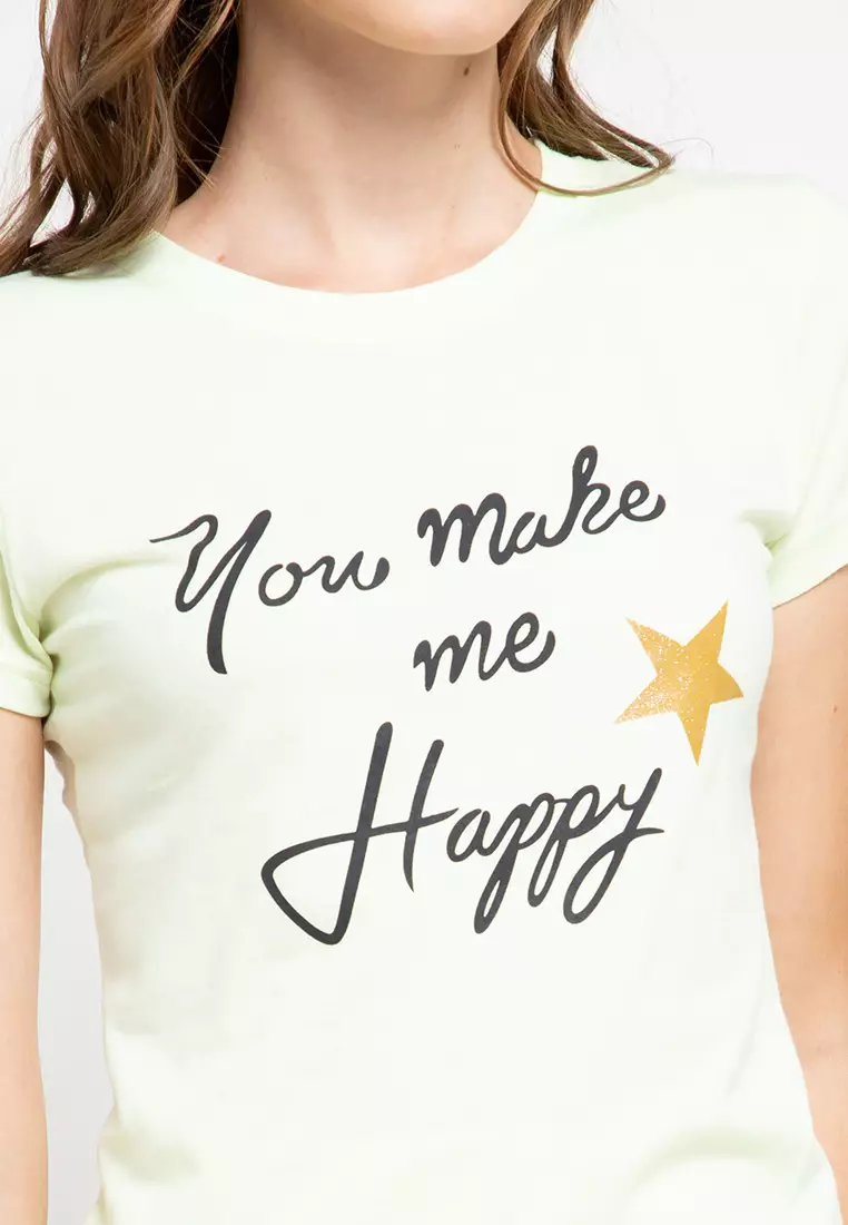 Tshirt Top Atasan Print You Make Me Happy