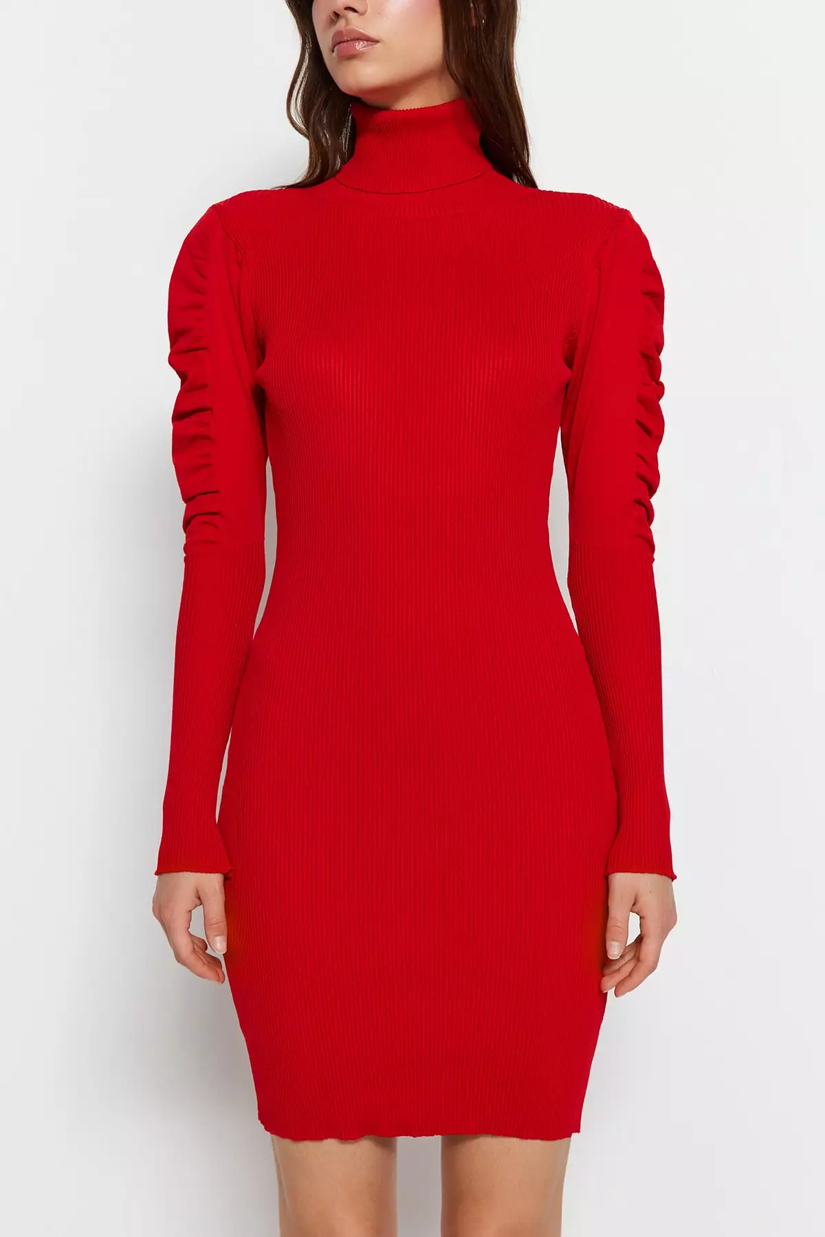 Red short dress hot sale long sleeve