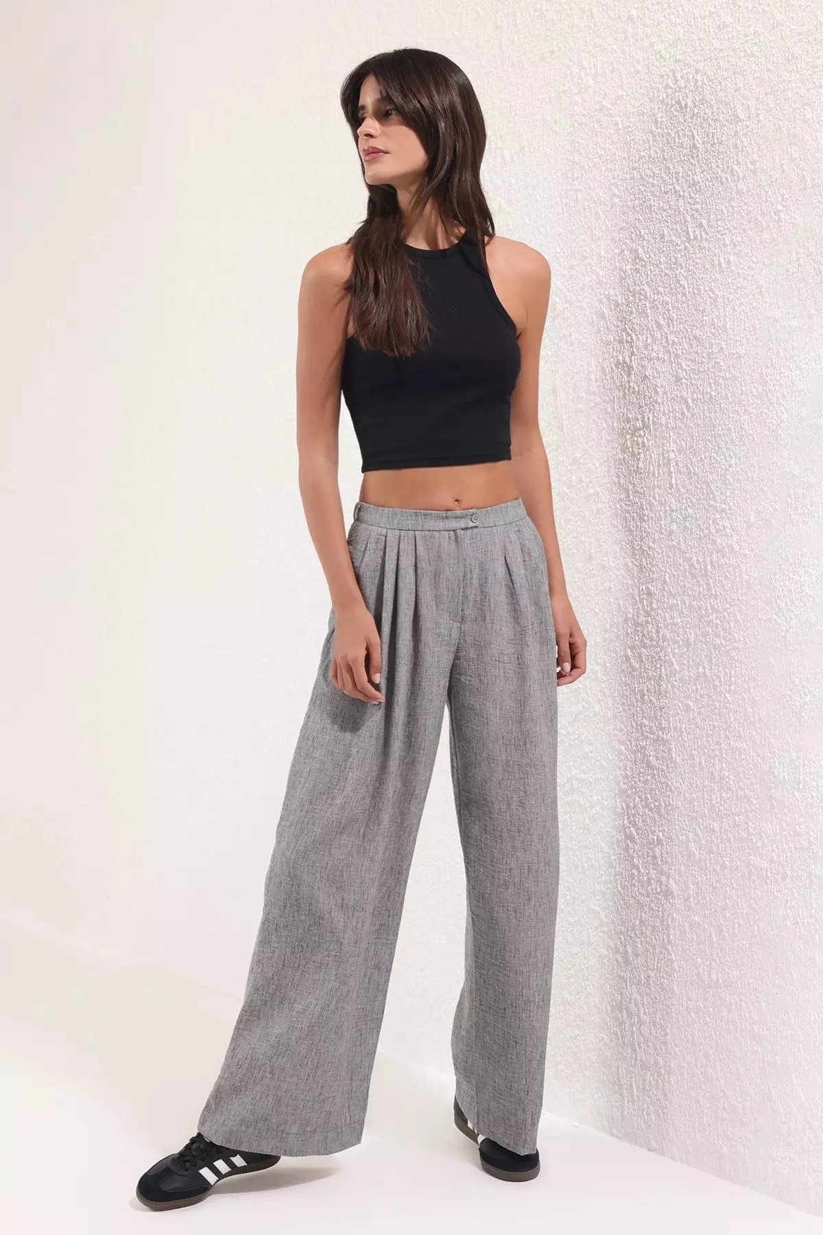 Gray Wide Leg/Wide Leg Woven Trousers Twoss25Pl00107 Palazzo