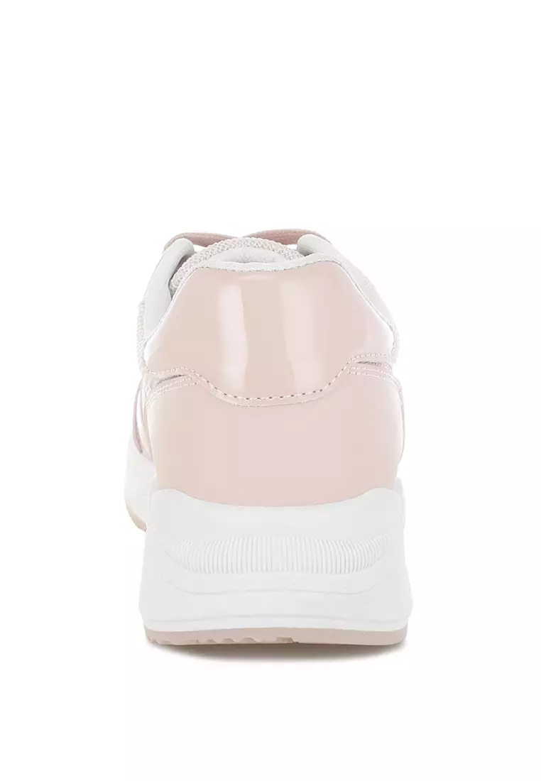 Sepatu Kets Bertali Chunky Mesh Warna Pink