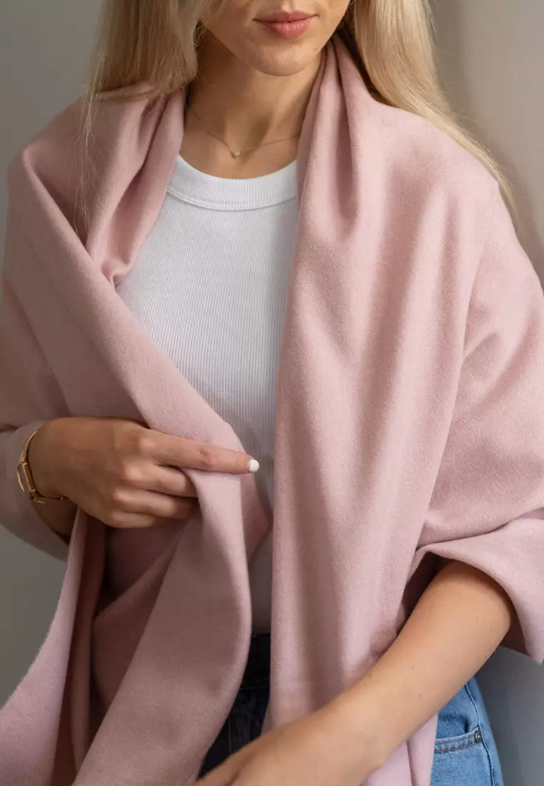 Aksesoris Wanita Pure 100% Virgin Wool Cashmere Shawl Syal Wanita Kasmir Baby Pink
