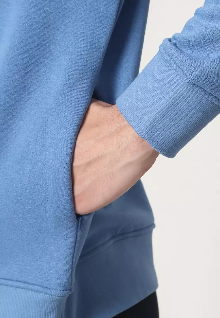 Cotton Well Coofy Crewneck Sweatshirt with Hidden Pocket Steel Blue | Sweater Polos Kantong Tersembunyi Biru Tua