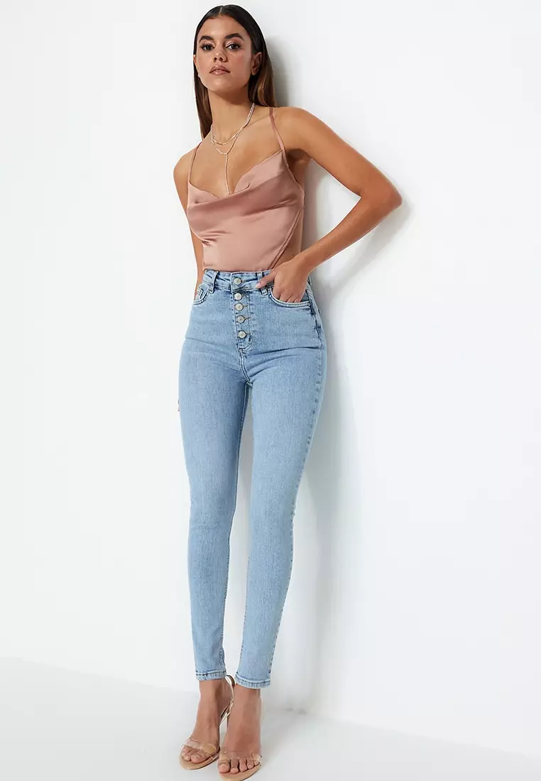 Buy Trendyol Front Button High Waist Skinny Jeans 2024 Online