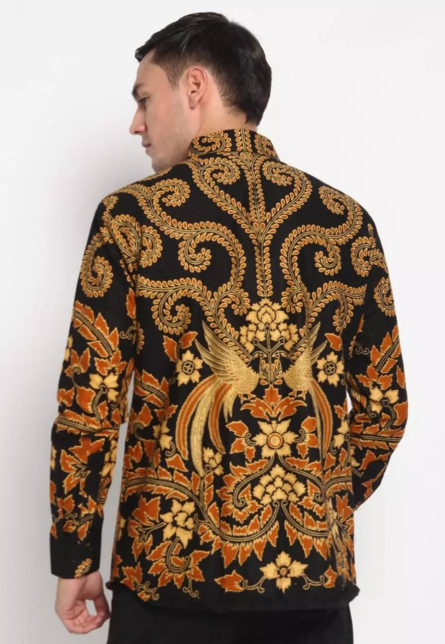 Kemeja Batik Pria Premium Slimfit Elegant Modern Lengan Panjang Yudistira Oranye
