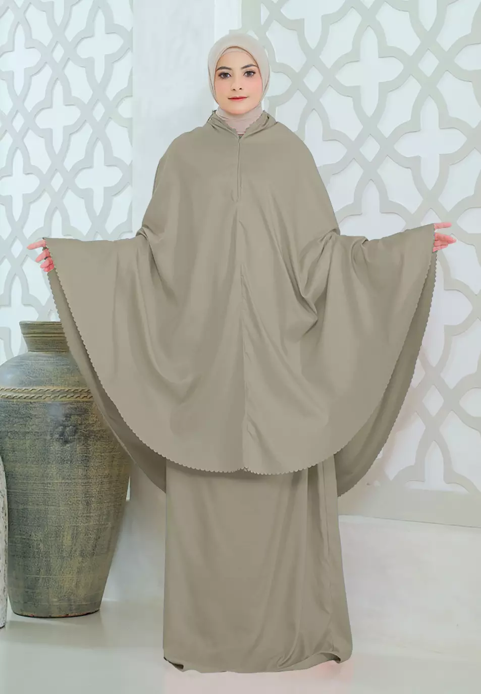 Zelena - Mukena Basic Sabira Lasercut 2in1 Prayer Set - Dewasa