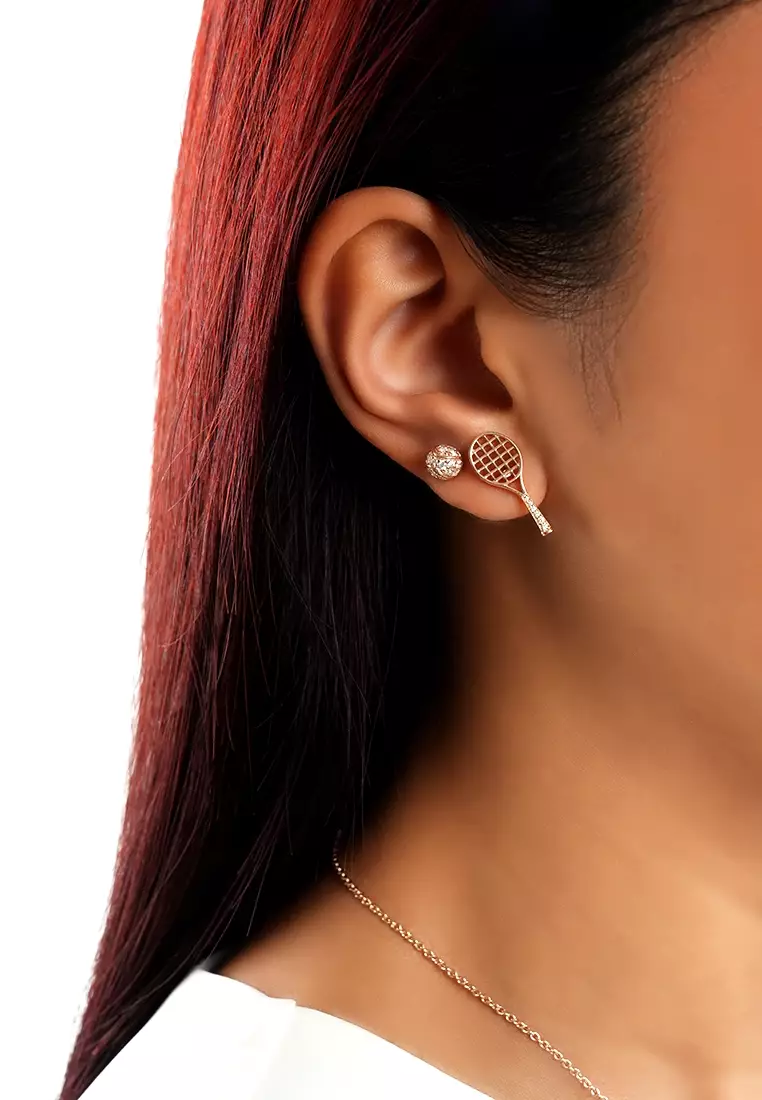 Racket & Ball Duo Stud Earrings in Vermeil Rose Gold D/E-VVS/VS (0.37ct TDW)