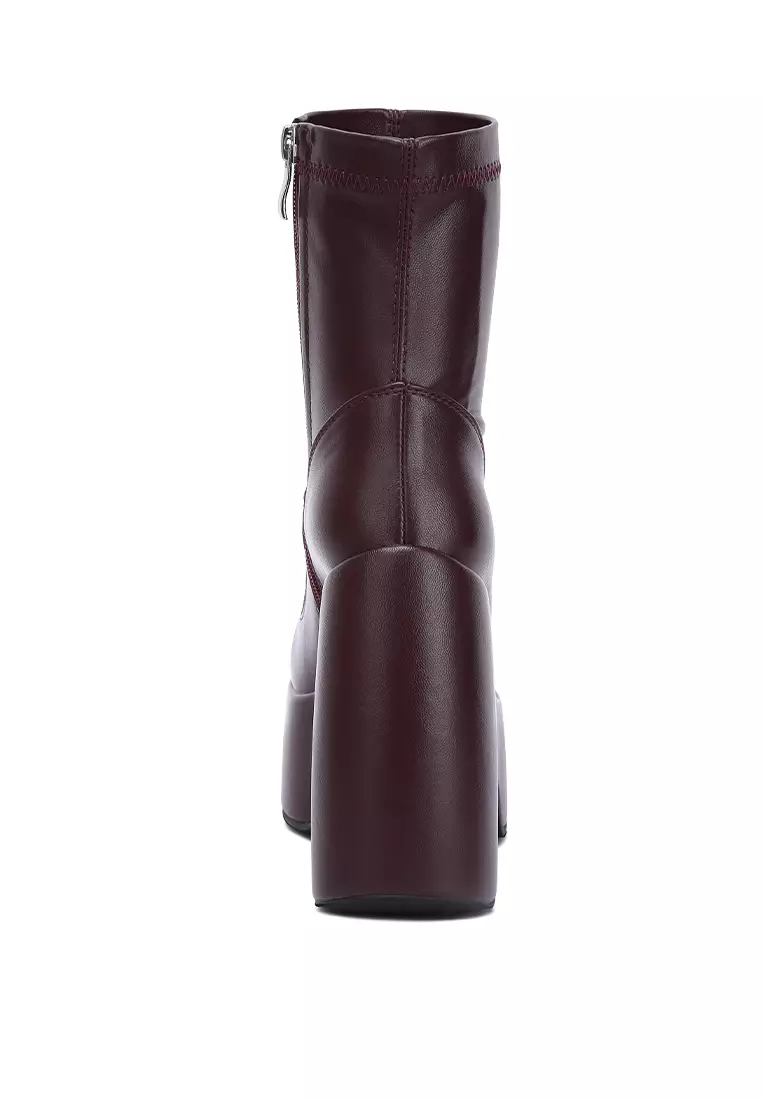 Burgundy platform ankle boots on sale