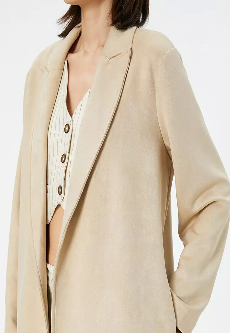 Suede-Look Trench Coat