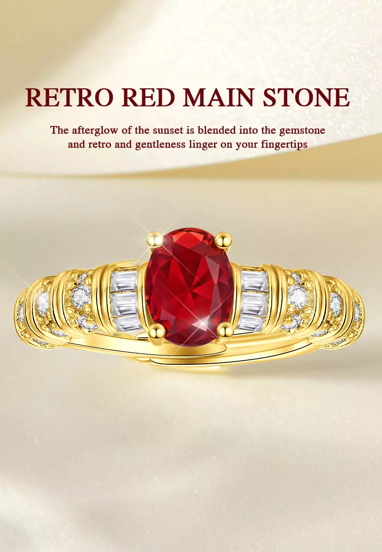Cincin Wanita Jewelery Original Korea Style Berlian Red Zirconia Ring