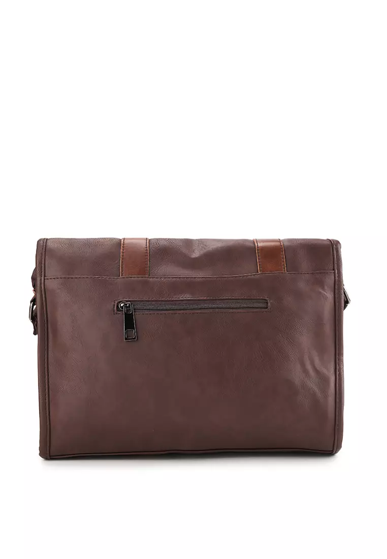 Distressed Leather Relay Messenger Bag