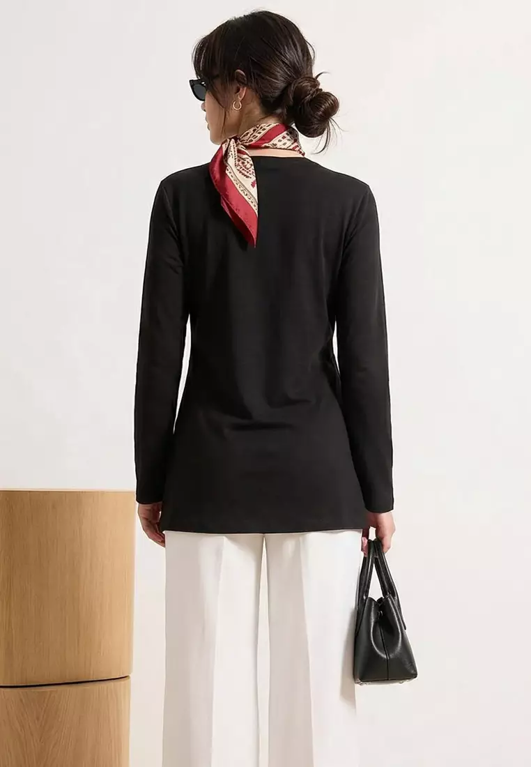 Black Regular Single Jersey Plain Knitted Tctss26Uk00007