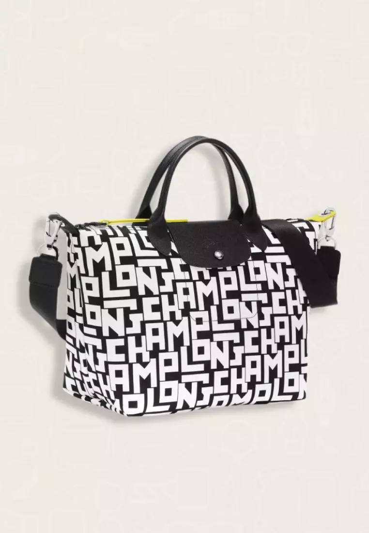 Longchamp Le Pliage LGP M Handbag Black White