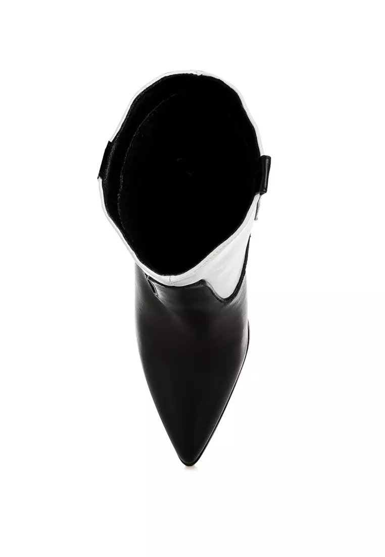 Sepatu bot koboi dua warna hitam/putih