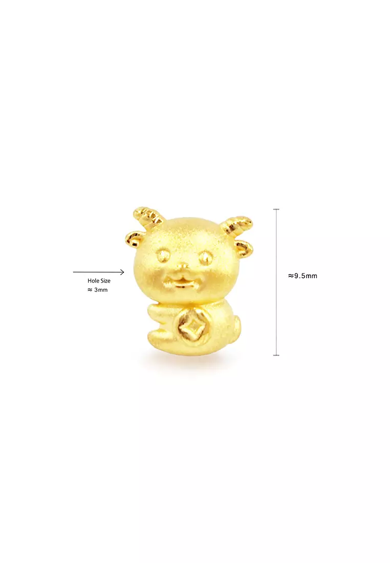 THE Mix Collection 999.9/24K Pure Gold 12 Zodiac Charm Black Steel Wire Clasp Bracelet Set L1-B650H