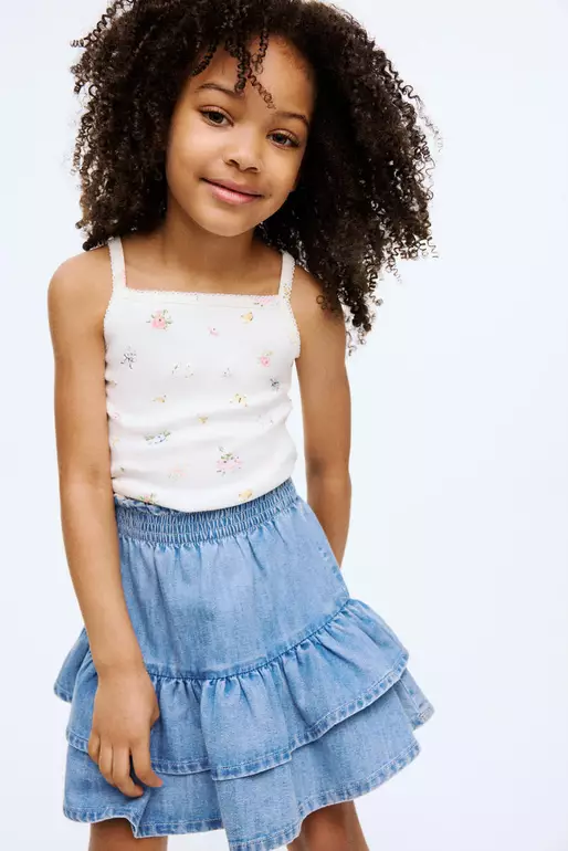 Tiered denim skirt