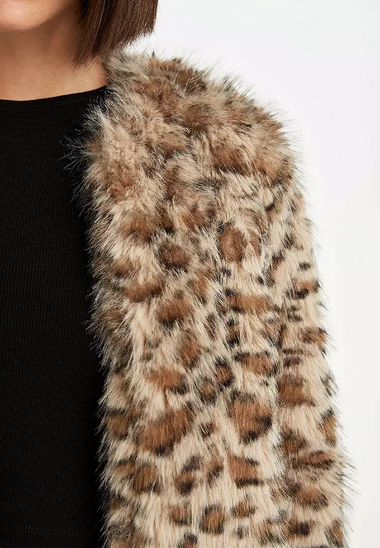 Leopard Print Faux Fur Coat