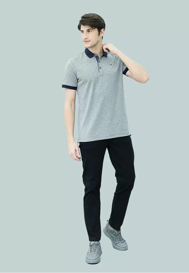 Johnwin - Kaos Polo - Kaos Pria - Kaos Lengan Pendek - Abu - Polos - AWS.625.M282E.01.C-S/S