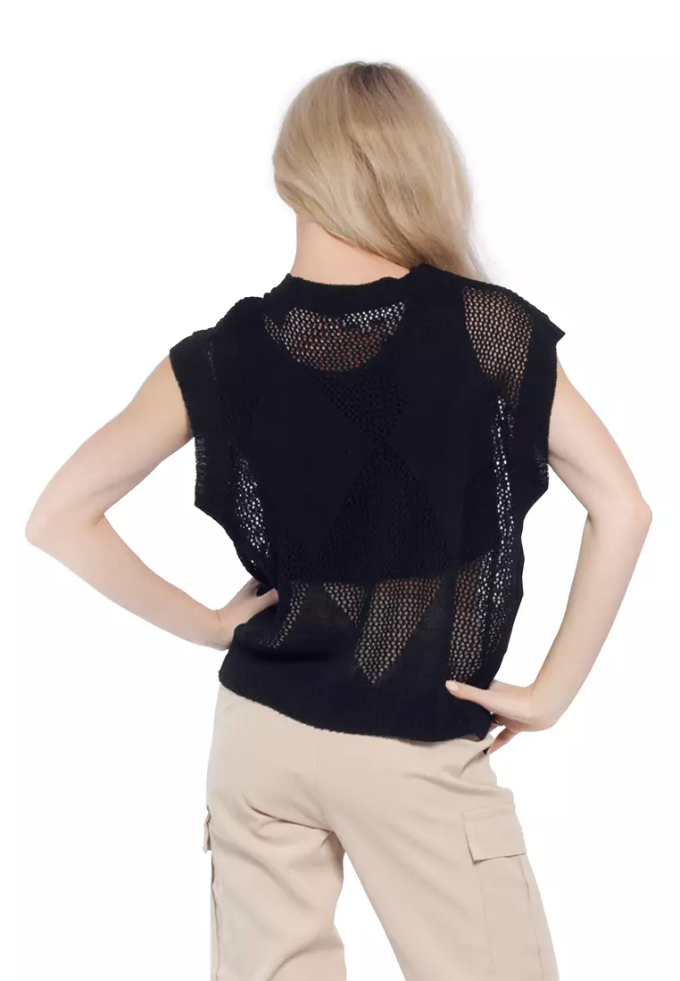 Black Knitted Sleeveless Top