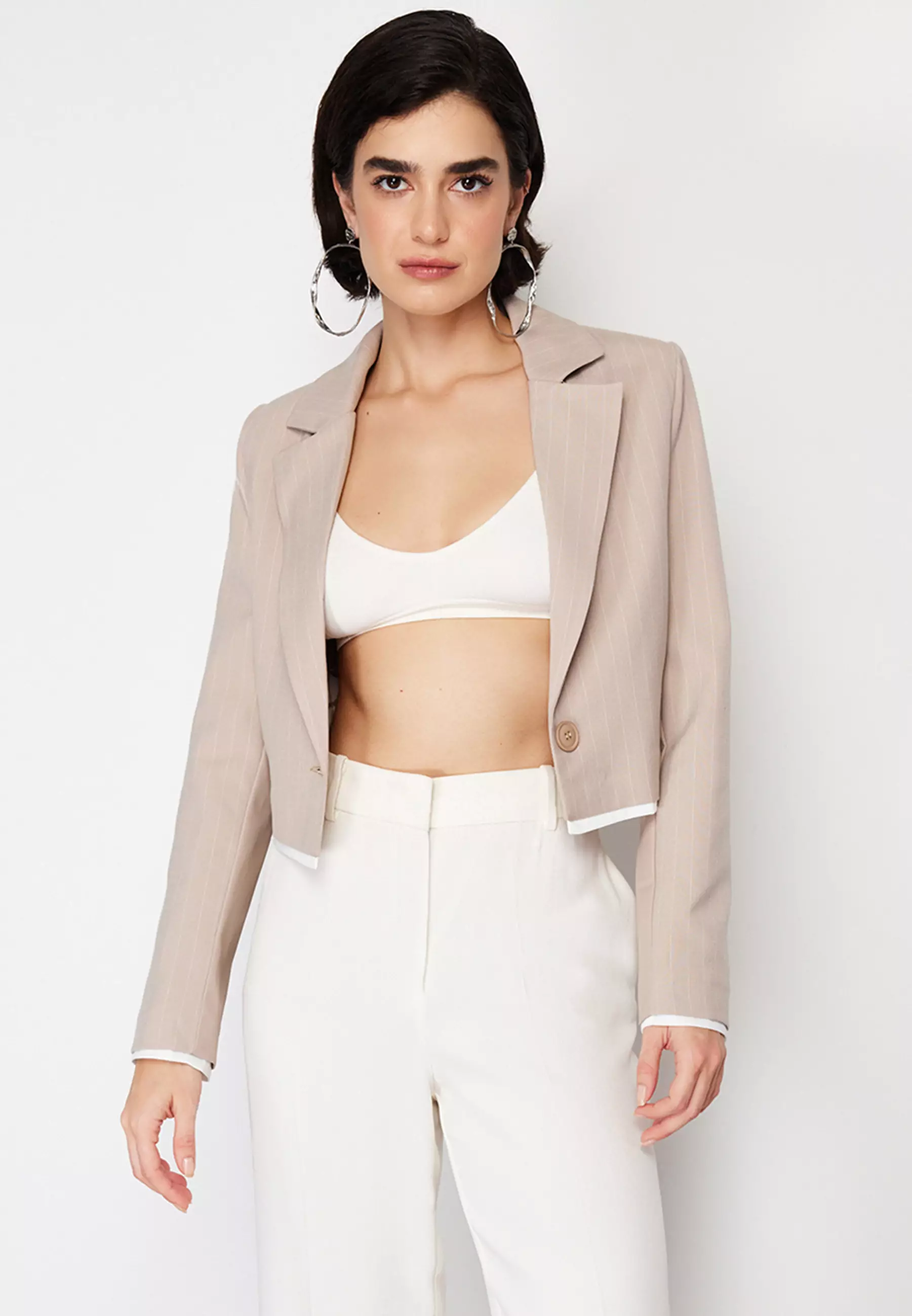 Women's cropped blazer jackets discount