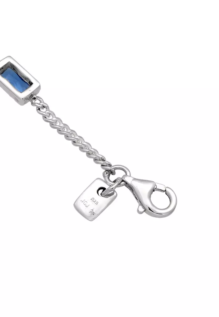 EXCLUSIVE Gelang Perhiasan Perak 925 Pria Rectangle Blue Sapphire