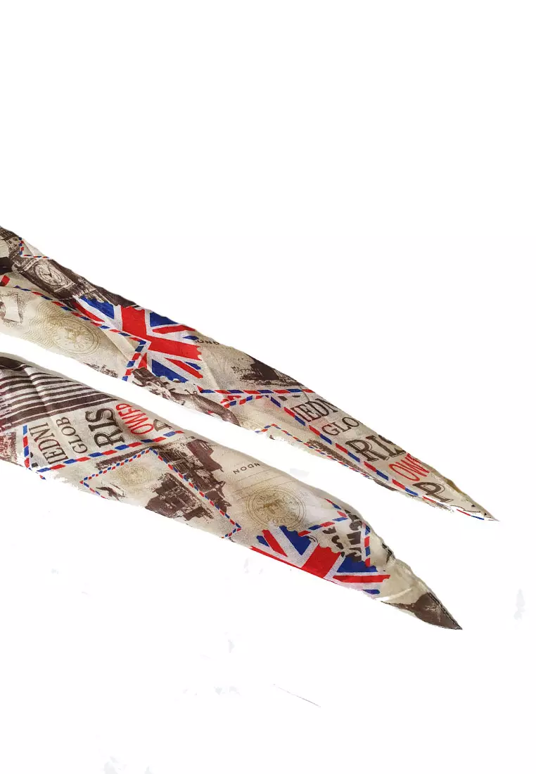 Touristy PostCard Viscose Scarf Beige