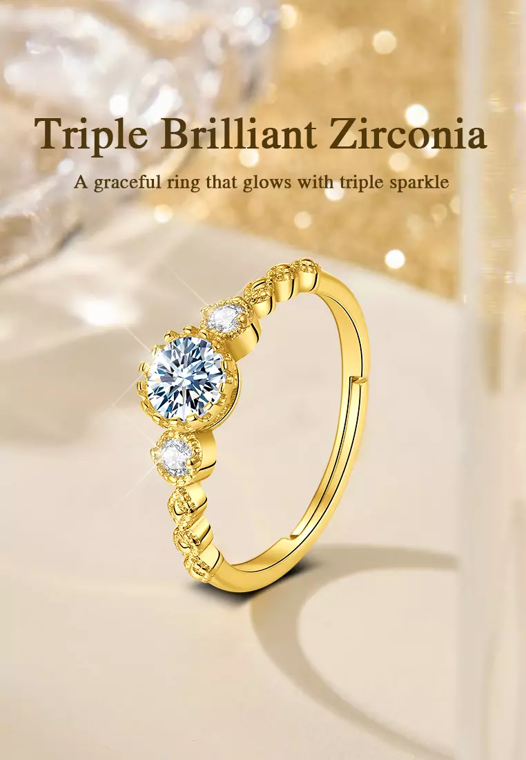 Cincin Wanita Original Berlian Adjustable Size Perhiasan Tunangan Cincin Cewek Fashion Korea Rings gold