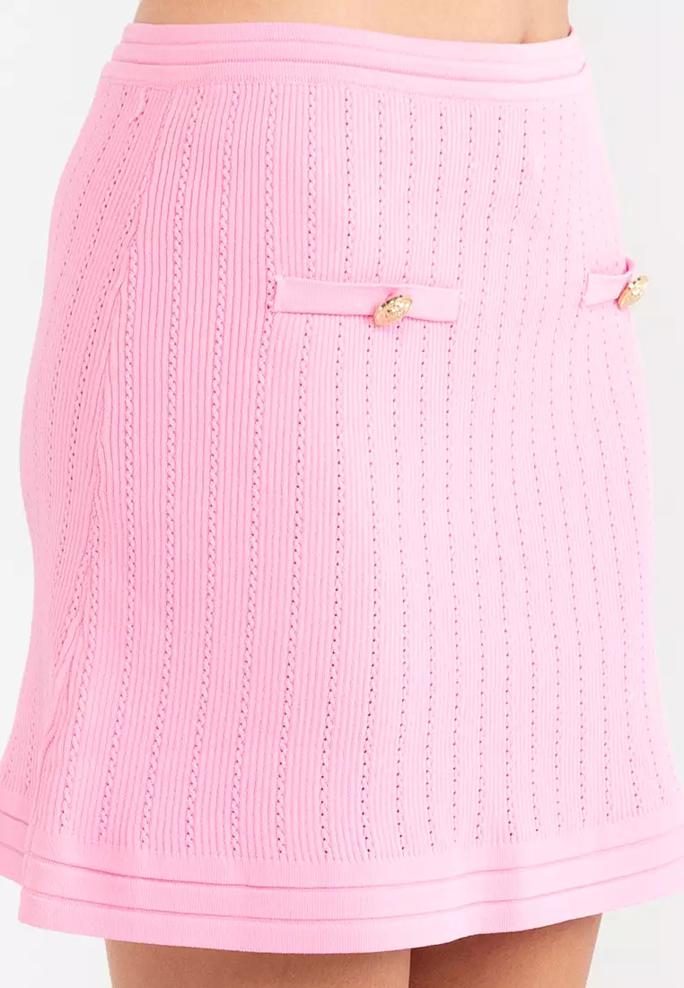 Knit Skirt with Golden Buttons