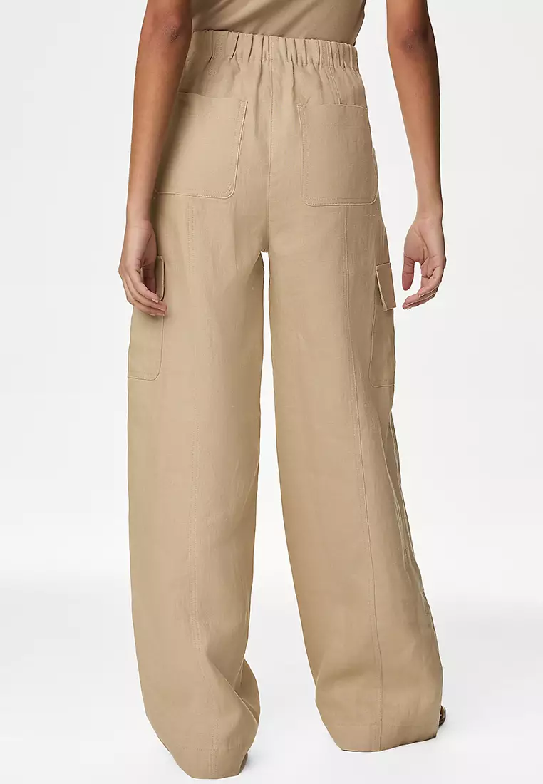 Pure Linen Cargo Trousers