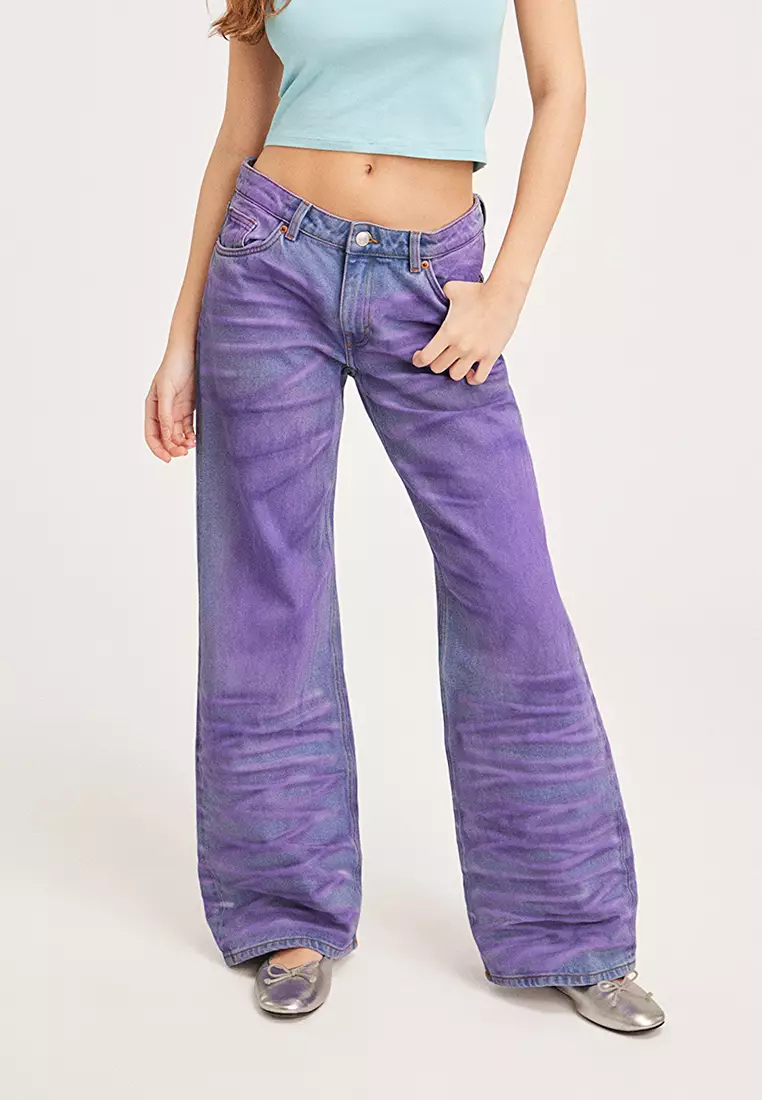 Buy Monki Imoo Low Wide Rainbow Jeans Online ZALORA Malaysia