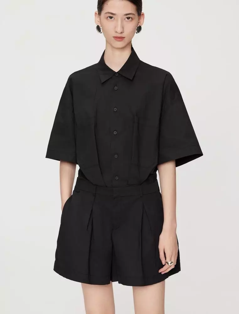 Short Sleeve Collared Utility Jumpsuit
