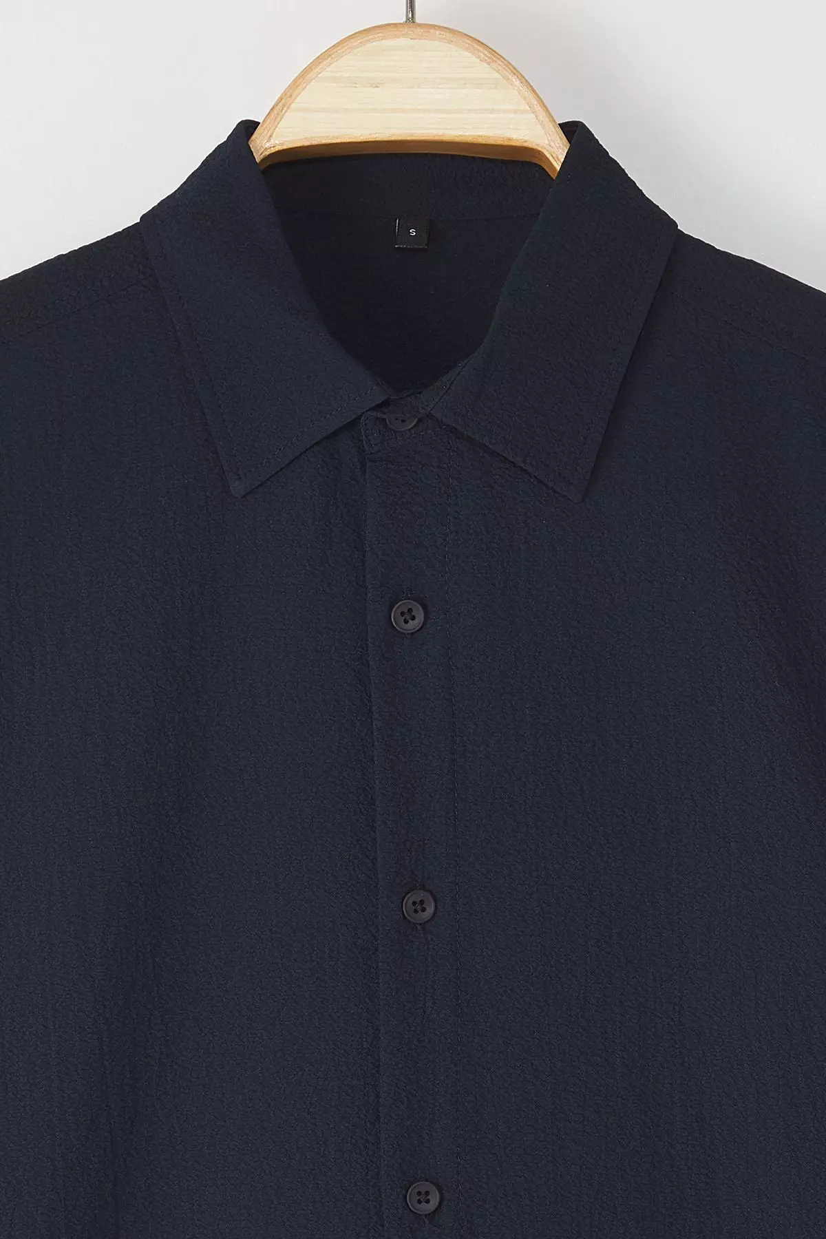 Navy Blue Regular Fit Textured Loose Casual Men's Shirt TMNSS25GO00076