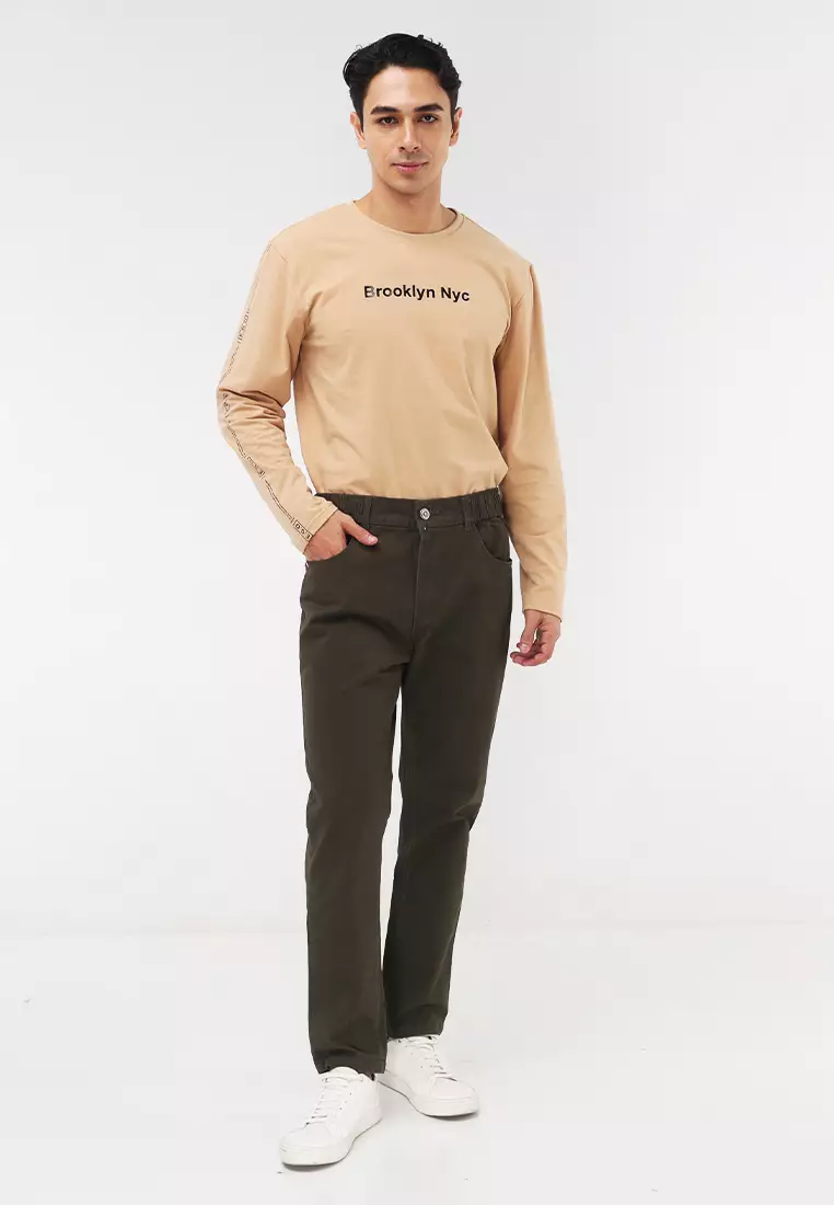 Colored Long Pants Slim Tapered Stretch