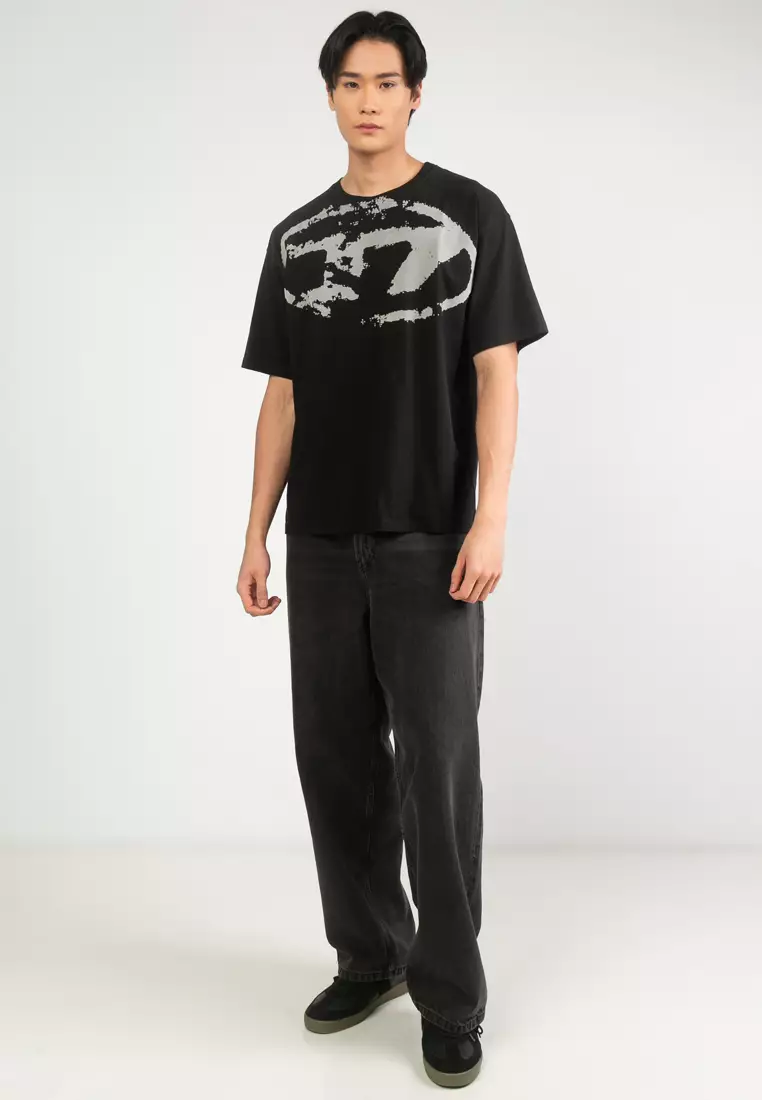 Distressed Flocked Logo T-Shirt