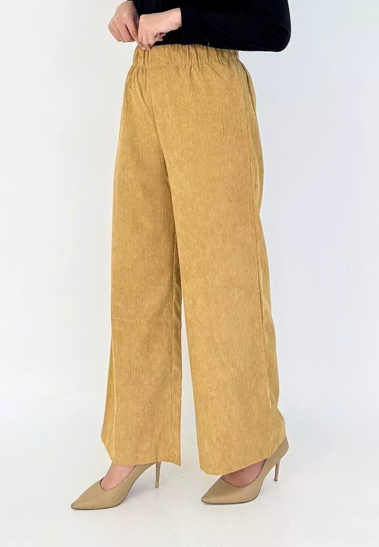 Keily Pants - Celana Palazzo Corduroy COKLAT