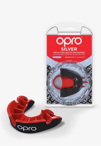 Opro black Opro Black/Red Self Fit Silver Mouthguard - Adult B4558AC558447DGS_1