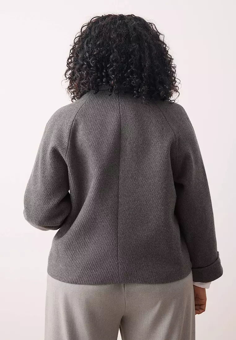 Gray Regular Fit Cashmere Slim Plus Size Coat