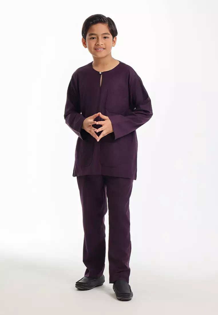 Forest x Hatta Dolmat Baju Melayu Teluk Belanga Budak - FK24104BM-70DkPurple